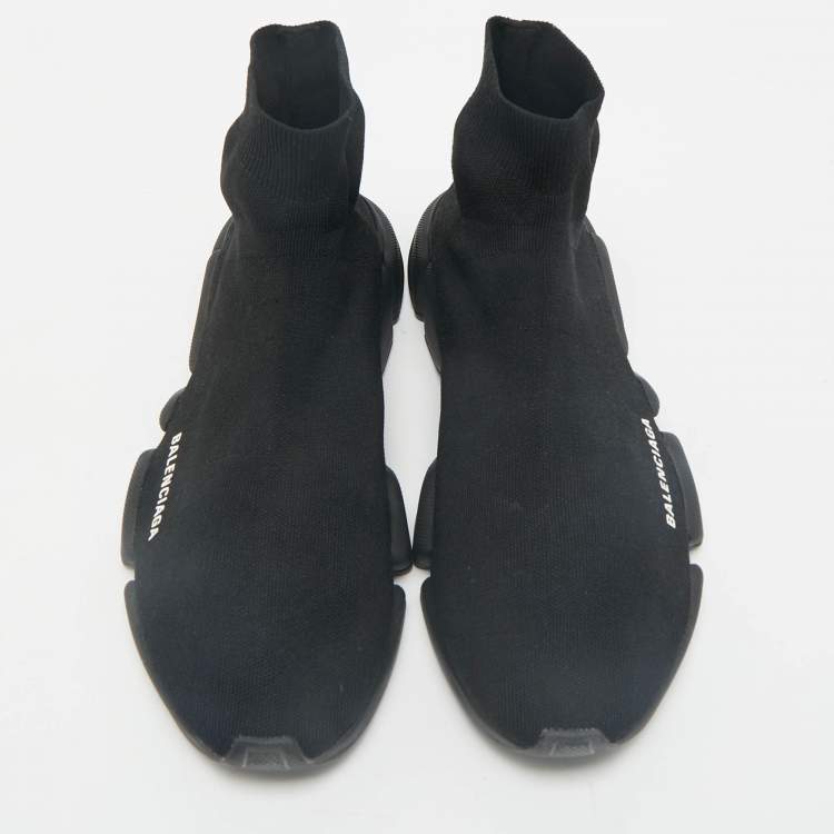 Pre Owned Balenciaga Black Knit Fabric Speed Trainer Sneakers Size 43