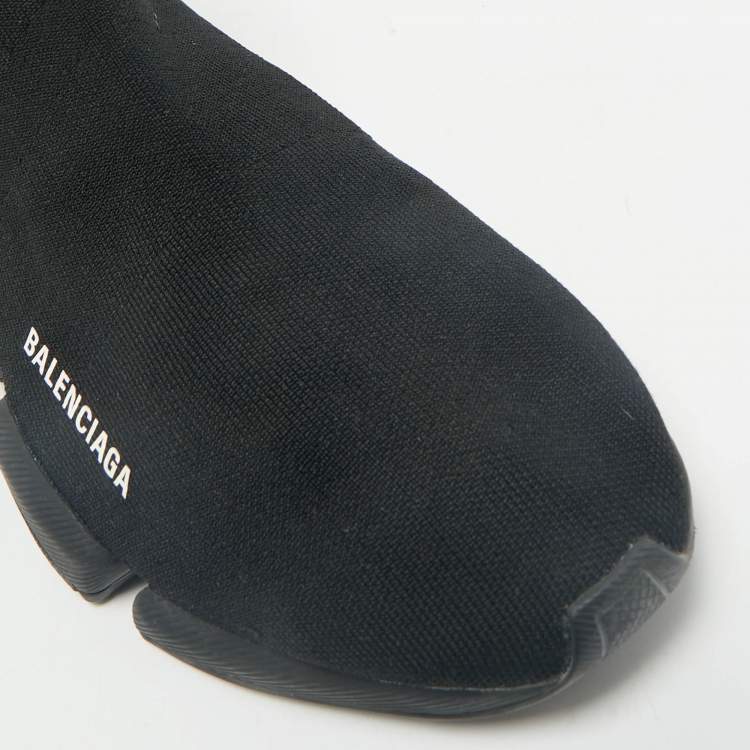 Pre Owned Balenciaga Black Knit Fabric Speed Trainer Sneakers Size 43