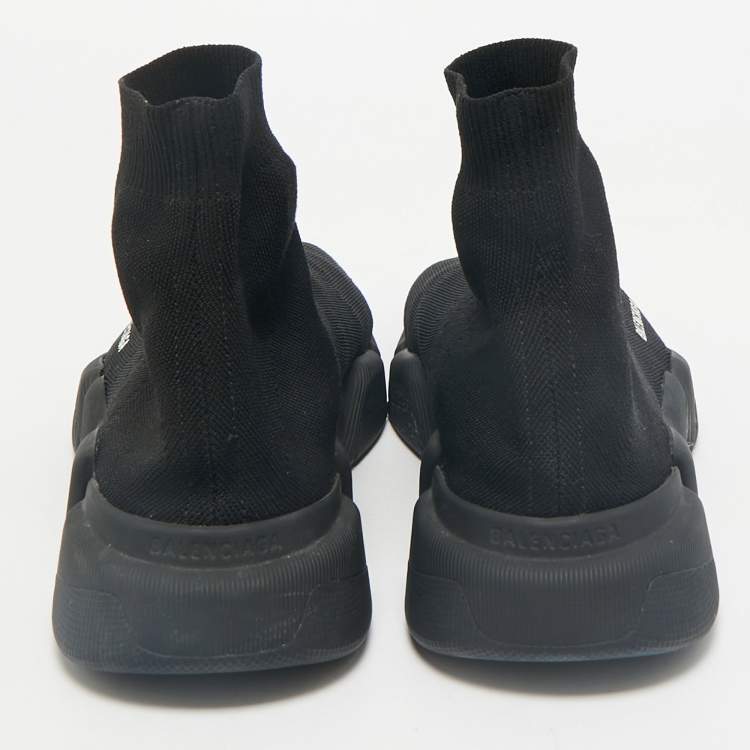 Pre Owned Balenciaga Black Knit Fabric Speed Trainer Sneakers Size 43