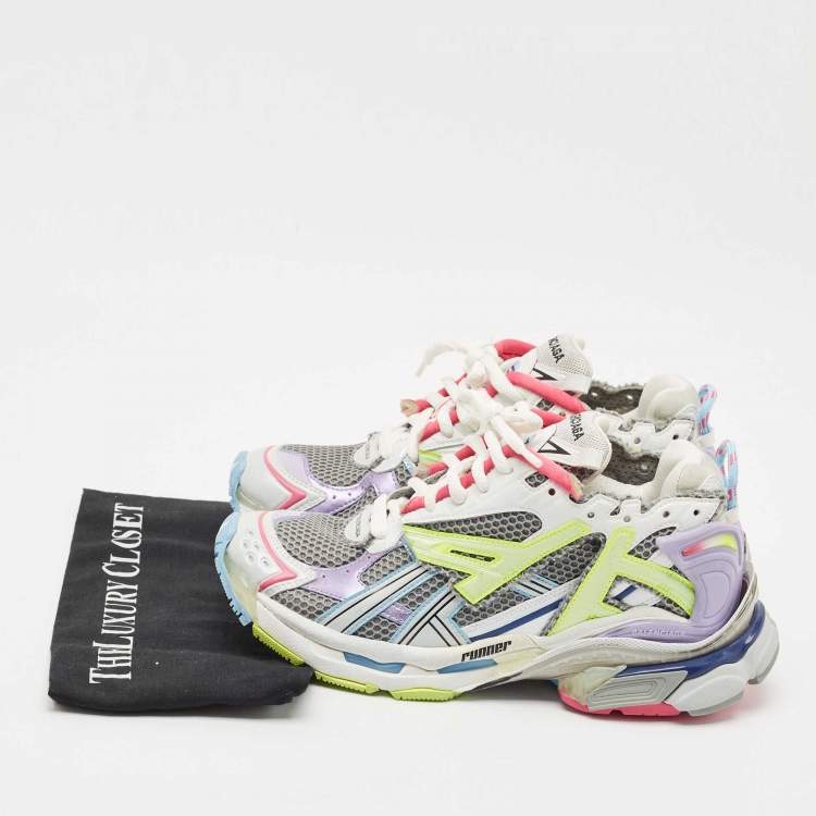 Pre Owned Balenciaga Multicolor Mesh and Faux Leather Runner Sneakers Size 41