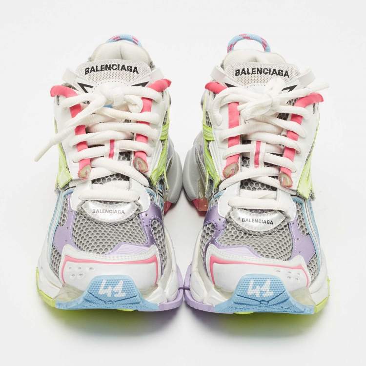 Pre Owned Balenciaga Multicolor Mesh and Faux Leather Runner Sneakers Size 41