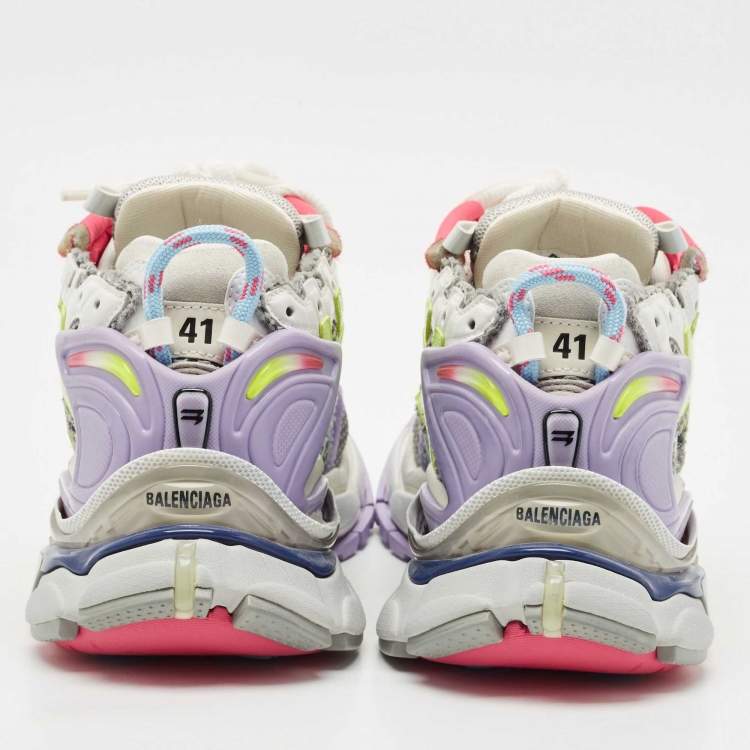 Pre Owned Balenciaga Multicolor Mesh and Faux Leather Runner Sneakers Size 41