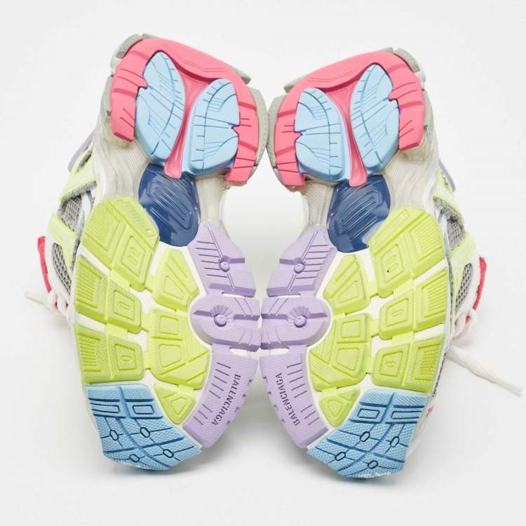 Pre Owned Balenciaga Multicolor Mesh and Faux Leather Runner Sneakers Size 41