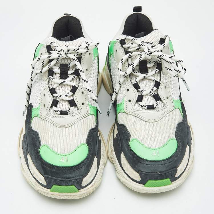 Pre Owned Balenciaga Multicolor Mesh and Nubuck Leather Triple S Clear Sole Low Top Sneakers Size 41