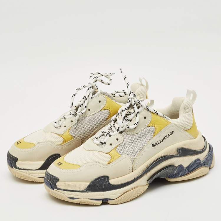 Pre Owned Balenciaga Multicolor Faux Leather and Mesh Triple S Lace Up Sneakers Size 42