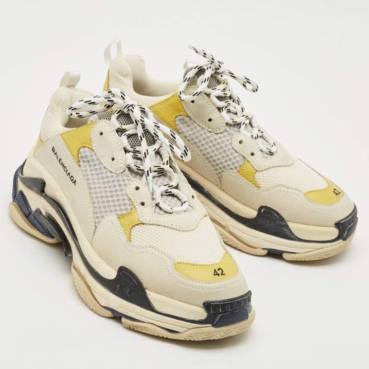 Pre Owned Balenciaga Multicolor Faux Leather and Mesh Triple S Lace Up Sneakers Size 42