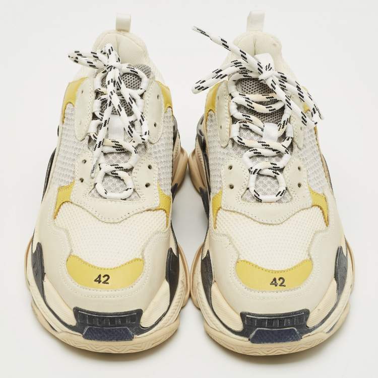 Pre Owned Balenciaga Multicolor Faux Leather and Mesh Triple S Lace Up Sneakers Size 42