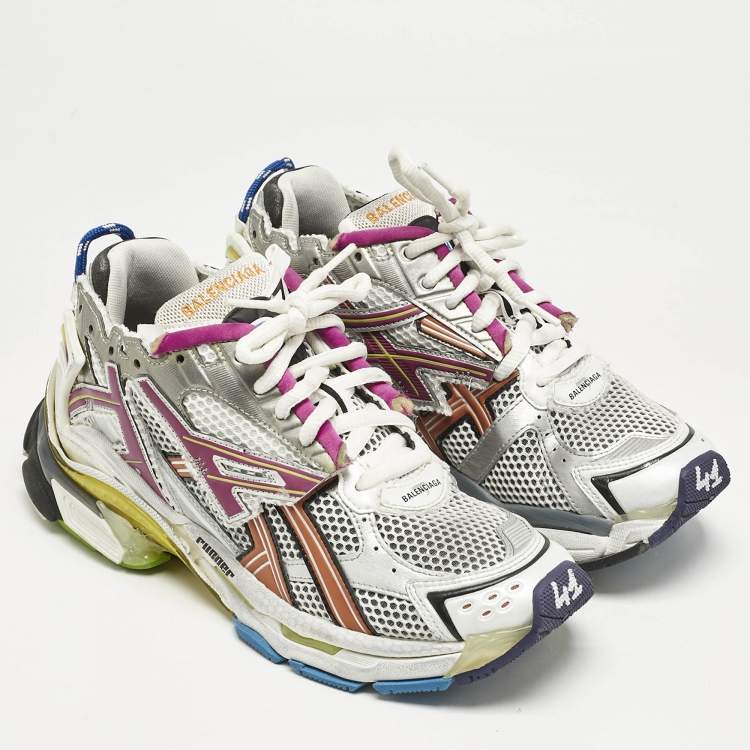 Pre Owned Balenciaga Multicolor Mesh And Synthetic Leather Runner Low Top Sneakers Size 41