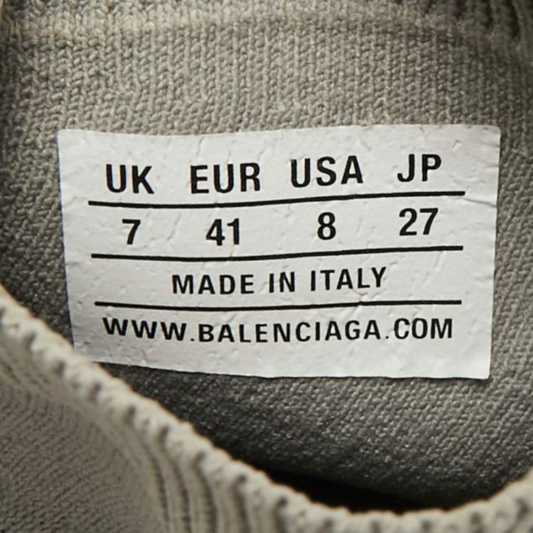 Pre Owned Balenciaga Grey Knit Fabric Speed 2.0 Lace Up Sneakers Size 41