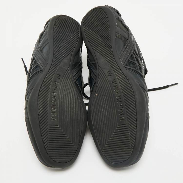 Pre Owned Balenciaga Black Faux Leather and Mesh Drive Sneakers Size 40