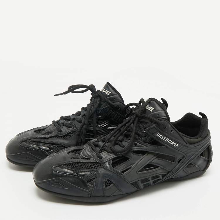Pre Owned Balenciaga Black Faux Leather and Mesh Drive Sneakers Size 40