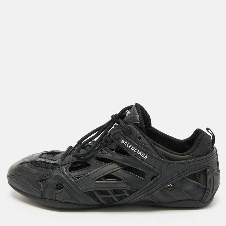 Pre Owned Balenciaga Black Faux Leather and Mesh Drive Sneakers Size 40