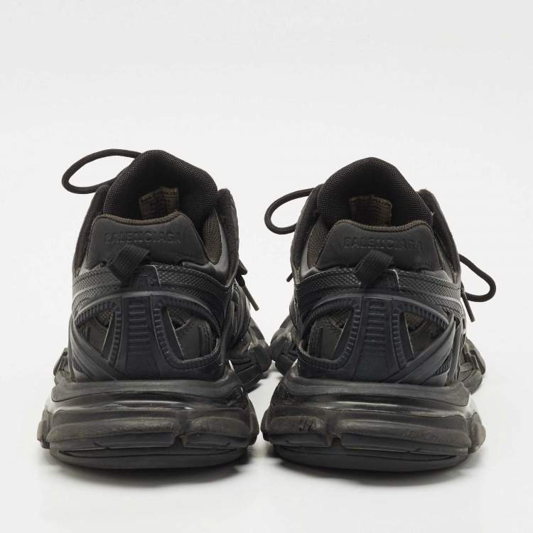 Pre Owned Balenciaga Black Faux Leather and Mesh Track 2 Sneakers Size 43