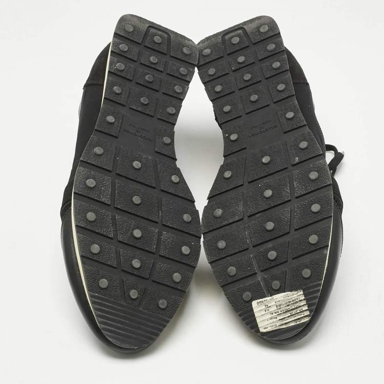 Pre Owned Balenciaga Black Leather and Mesh Race Runner Low Top Sneakers Size 42