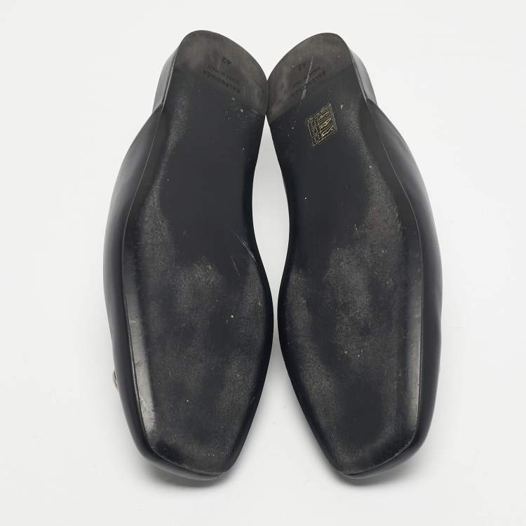 Pre Owned Balenciaga Black Leather Cosy BB Flat Mules Size 42