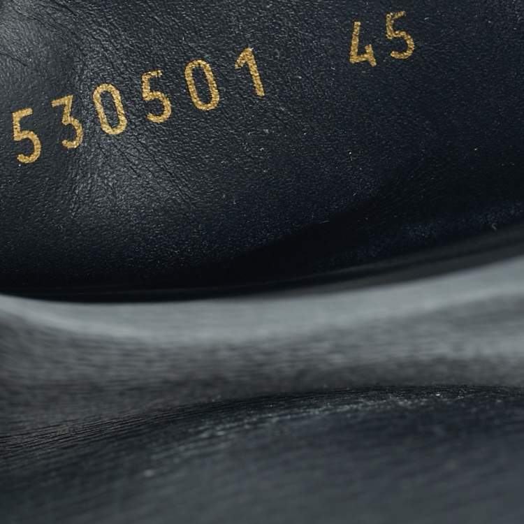 Pre Owned Balenciaga Black Leather pool Slide Size 45