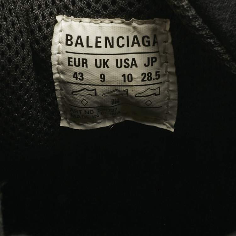 Pre Owned Balenciaga Black Faux Leather Allover Logo Triple S Sneakers Size 43