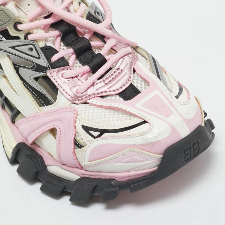 Pre Owned Balenciaga Tricolor Faux Leather and Mesh Track 2 Sneakers Size 40