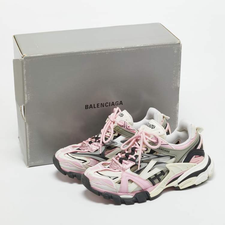 Pre Owned Balenciaga Tricolor Faux Leather and Mesh Track 2 Sneakers Size 40