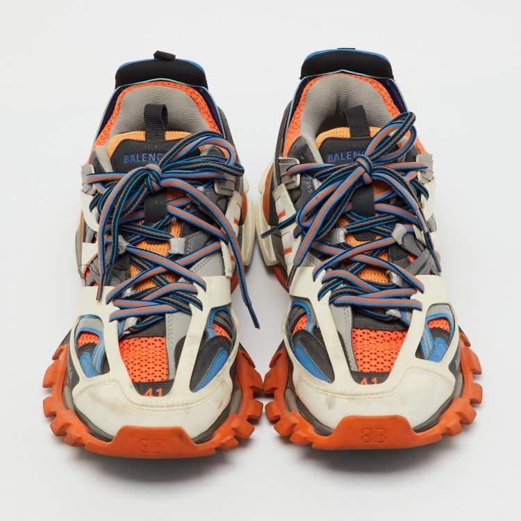 Pre Owned Balenciaga Multicolor Faux Leather and Mesh Track Sneakers Size 41