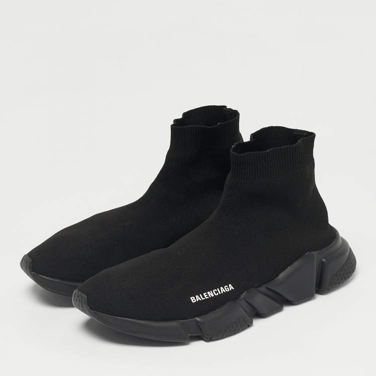 Pre Owned Balenciaga Black Knit Fabric Speed Trainer Sneakers Size 45