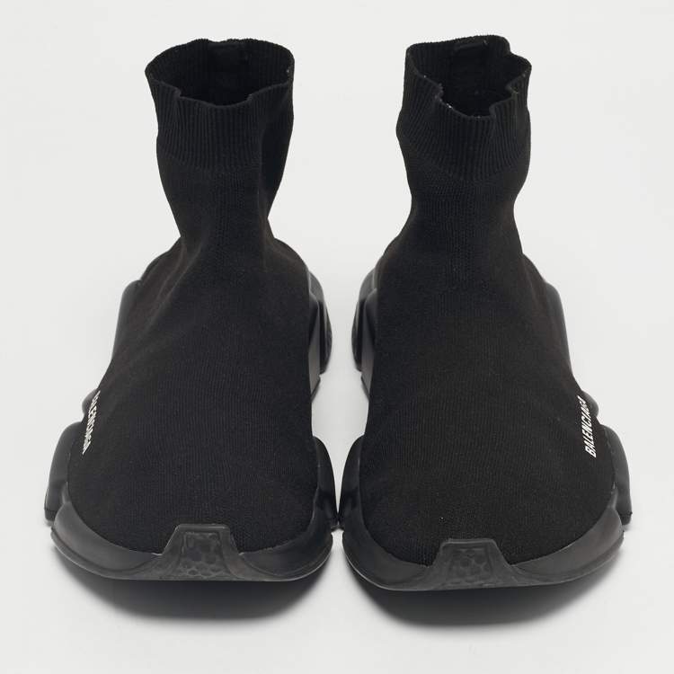 Pre Owned Balenciaga Black Knit Fabric Speed Trainer Sneakers Size 45