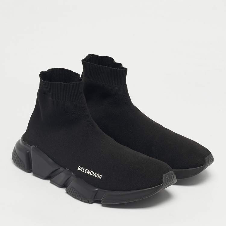 Pre Owned Balenciaga Black Knit Fabric Speed Trainer Sneakers Size 45