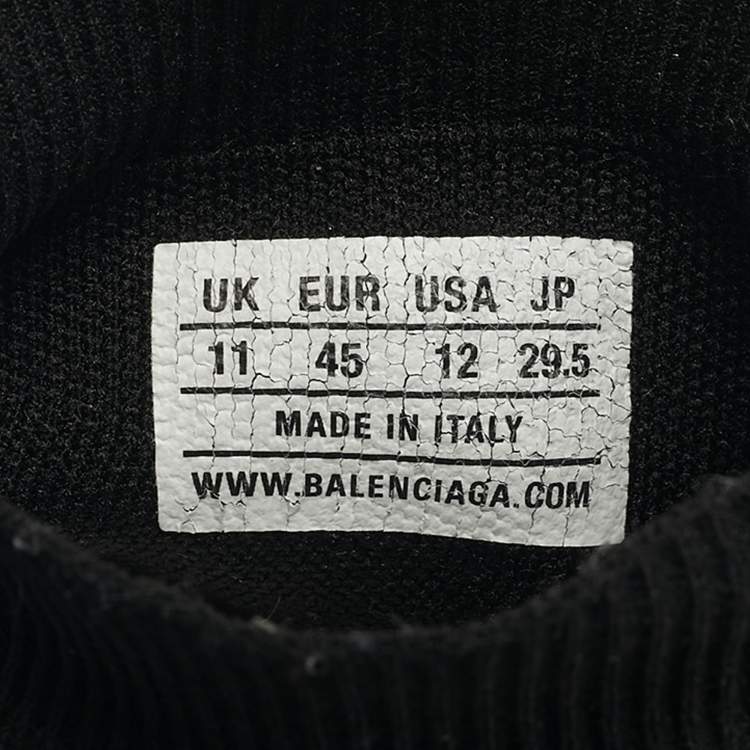 Pre Owned Balenciaga Black Knit Fabric Speed Trainer Sneakers Size 45