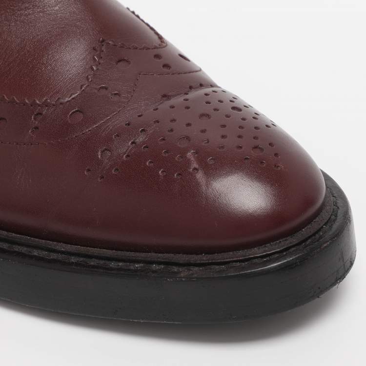 Pre Owned Balenciaga Burgundy Elastane and Leather Chelsea Boots Size 41.5