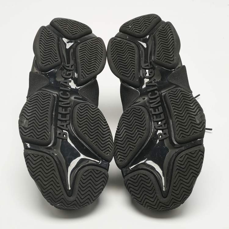 Pre Owned Balenciaga Black Faux Leather Triple S Clear Sole Sneakers Size 40