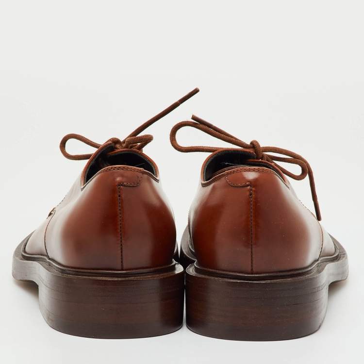 Pre Owned Balenciaga Brown Leather Lace Up Derby Size 40