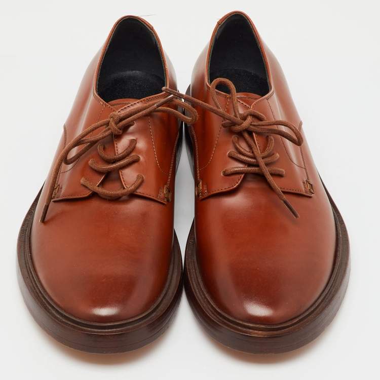 Pre Owned Balenciaga Brown Leather Lace Up Derby Size 40
