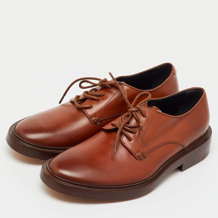 Pre Owned Balenciaga Brown Leather Lace Up Derby Size 40