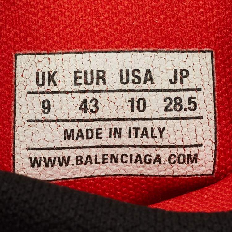 Pre Owned Balenciaga Red/Black Knit Fabric Speed Trainer Cuffed Sneakers Size 43