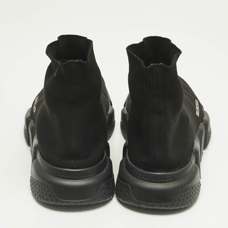 Pre Owned Balenciaga Black Knit Fabric Speed Trainer Sneakers Size 43