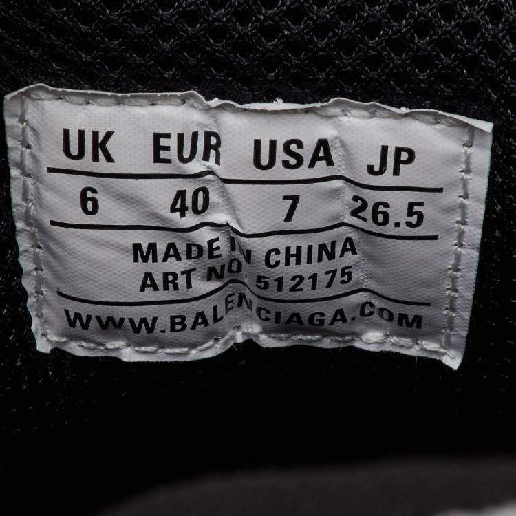 Pre Owned Balenciaga Grey/Silver Mesh and Faux Leather Triple S Lace Up Sneakers Size 40