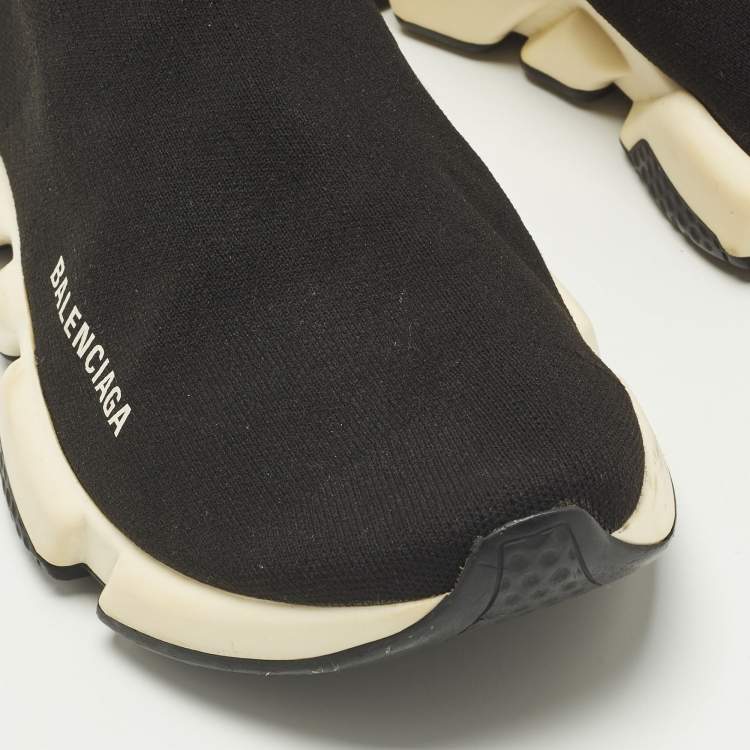 Pre Owned Balenciaga Speed Trainer Size 41 Black Knit Fabric High Top Sneakers