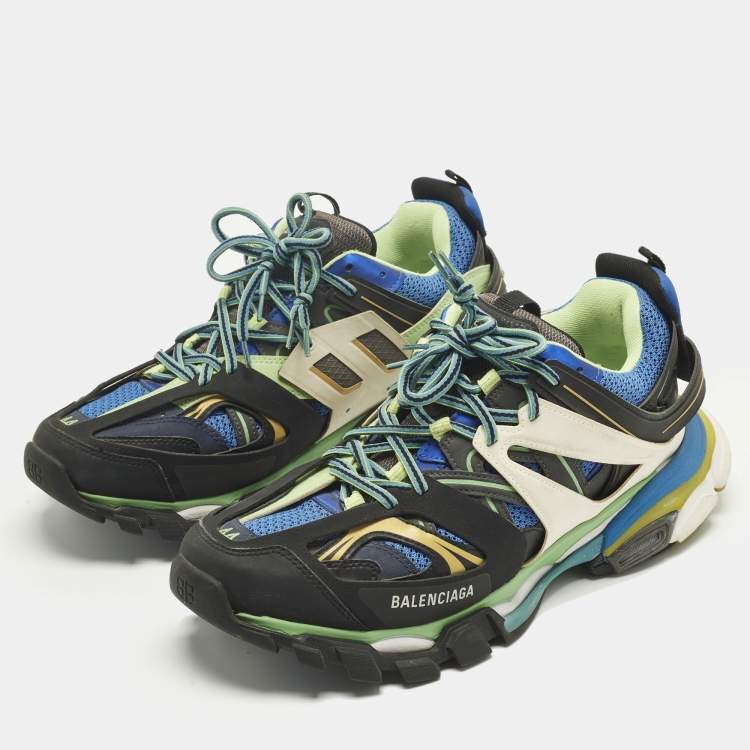 Pre Owned Balenciaga Track Size 44 Multicolor Faux Leather and Mesh Low Top Sneakers