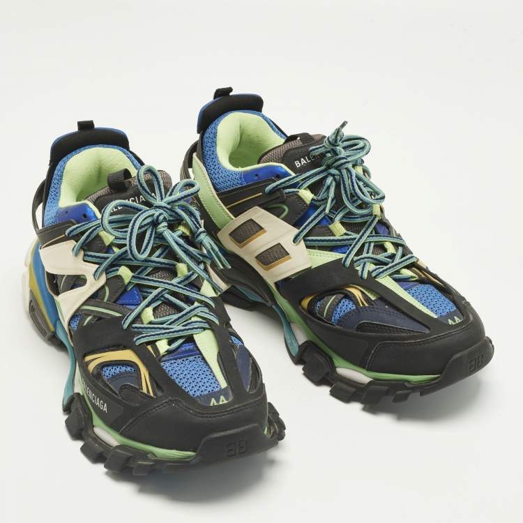 Pre Owned Balenciaga Track Size 44 Multicolor Faux Leather and Mesh Low Top Sneakers