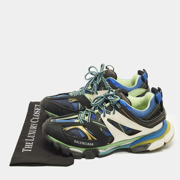 Pre Owned Balenciaga Track Size 44 Multicolor Faux Leather and Mesh Low Top Sneakers