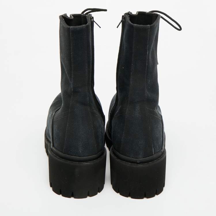 Pre Owned Balenciaga Stomper Size 41 Black Denim Combat Boots