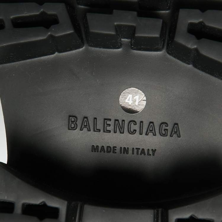 Pre Owned Balenciaga Stomper Size 41 Black Denim Combat Boots