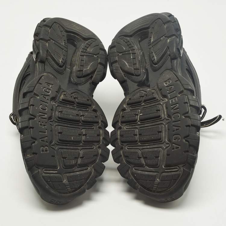Pre Owned Balenciaga Track 2 Size 41 Black Faux Leather and Mesh Lace Up Sneakers