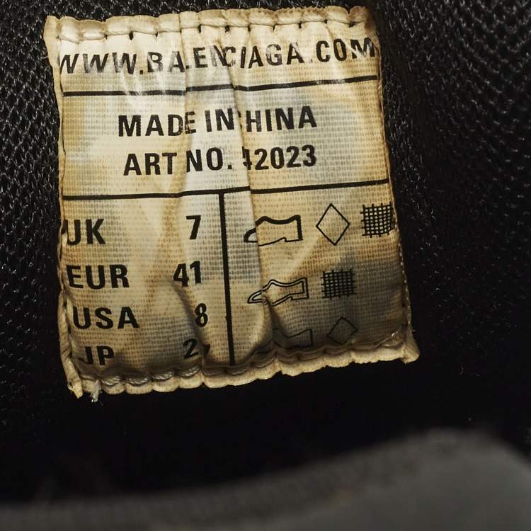 Pre Owned Balenciaga Track 2 Size 41 Black Faux Leather and Mesh Lace Up Sneakers