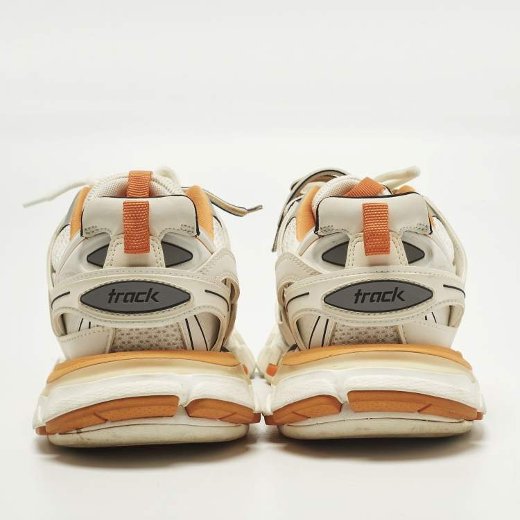 Pre Owned Balenciaga Track Size 40 White Mesh and Faux Leather Lace Up Sneakers