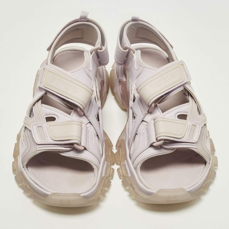 Pre Owned Balenciaga Track Size 42 Purple Faux Leather and Rubber Flat Sandals