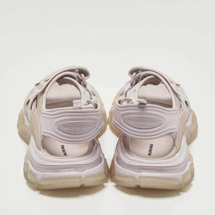 Pre Owned Balenciaga Track Size 42 Purple Faux Leather and Rubber Flat Sandals