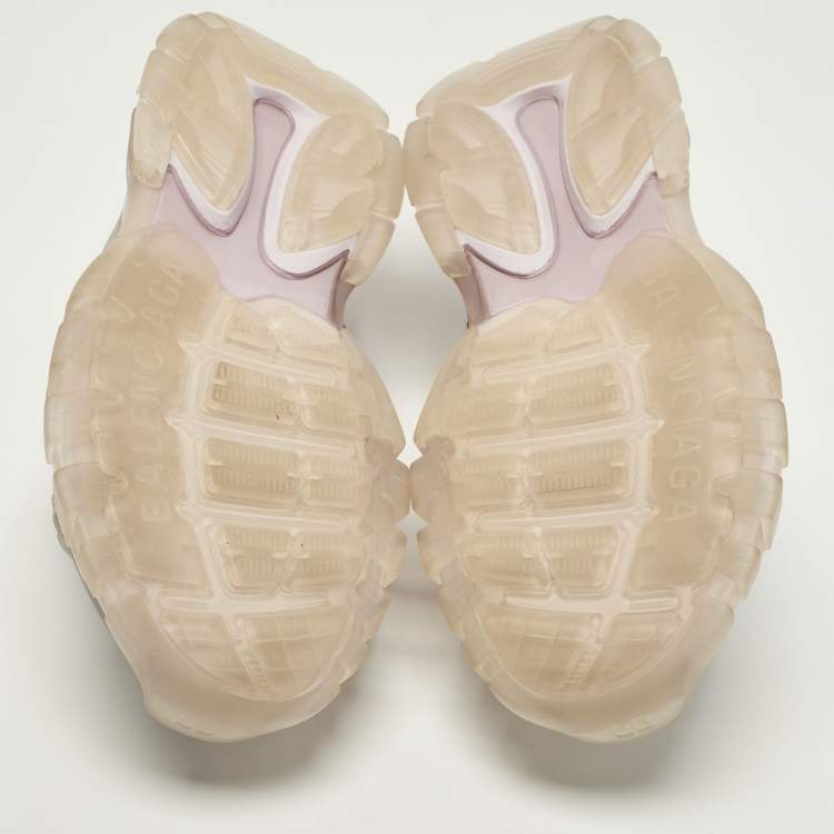 Pre Owned Balenciaga Track Size 42 Purple Faux Leather and Rubber Flat Sandals