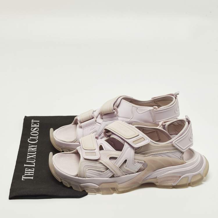 Pre Owned Balenciaga Track Size 42 Purple Faux Leather and Rubber Flat Sandals