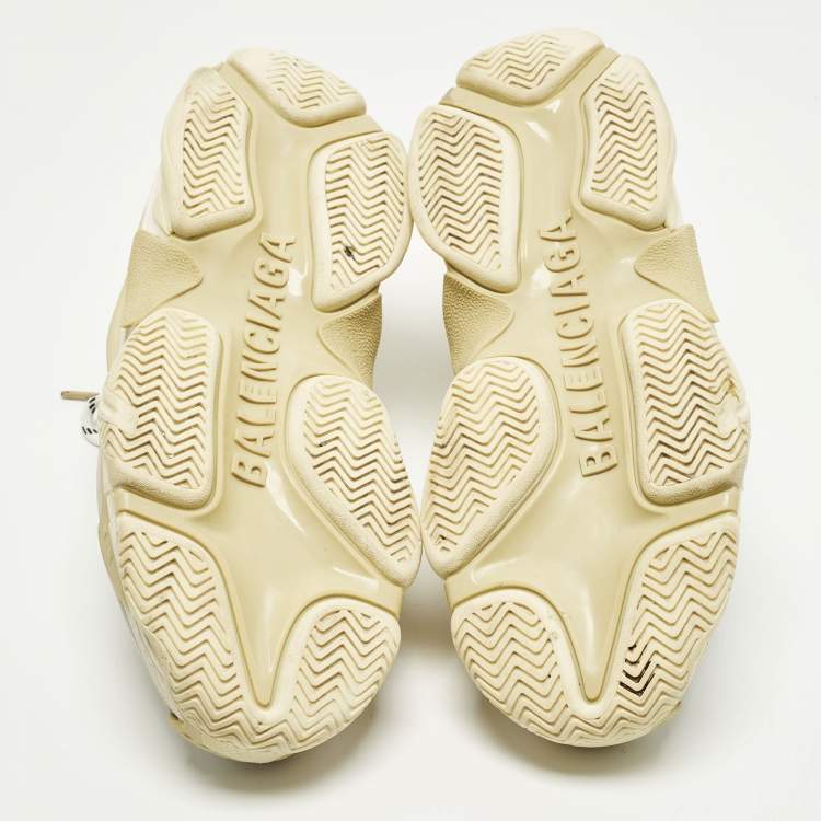 Pre Owned Balenciaga Triple S Size 41 White/Grey Leather and Mesh Low Top Sneakers